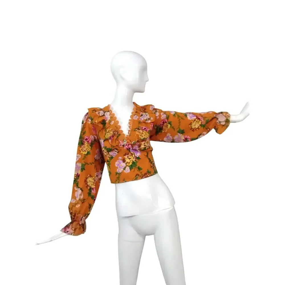 Milk & Honey Women's size Large Floral Feminine‎ Babydoll Milkmaid Cocktail Top